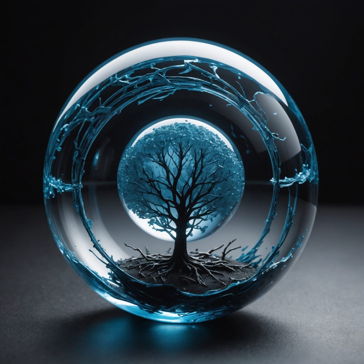 glass sphere blue