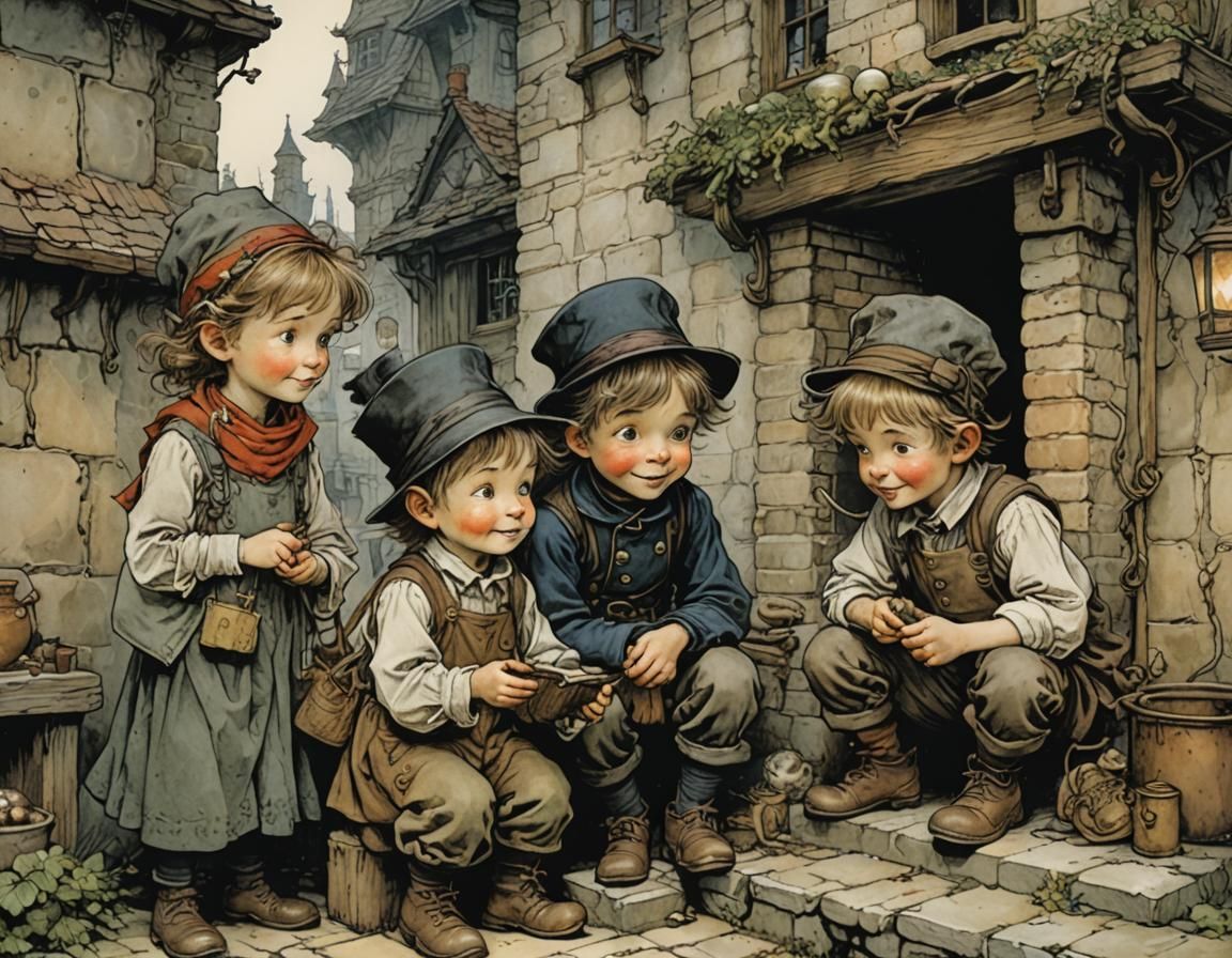 Children and Chimney Sweep Illustration