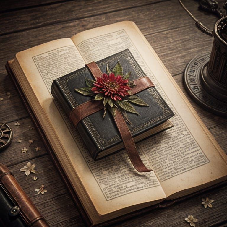 Steampunk Book with Flowers Cinematic Still