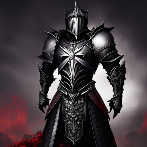 Grimdark Unholy Paladin in Rose Garden: Dark Fantasy Art