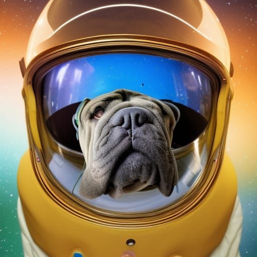 Chibified Mastiff Puppy Astronaut in Space Helmet