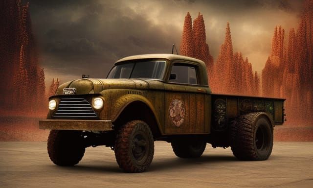 Aetherpunk Vintage Truck: Digital Matte Painting