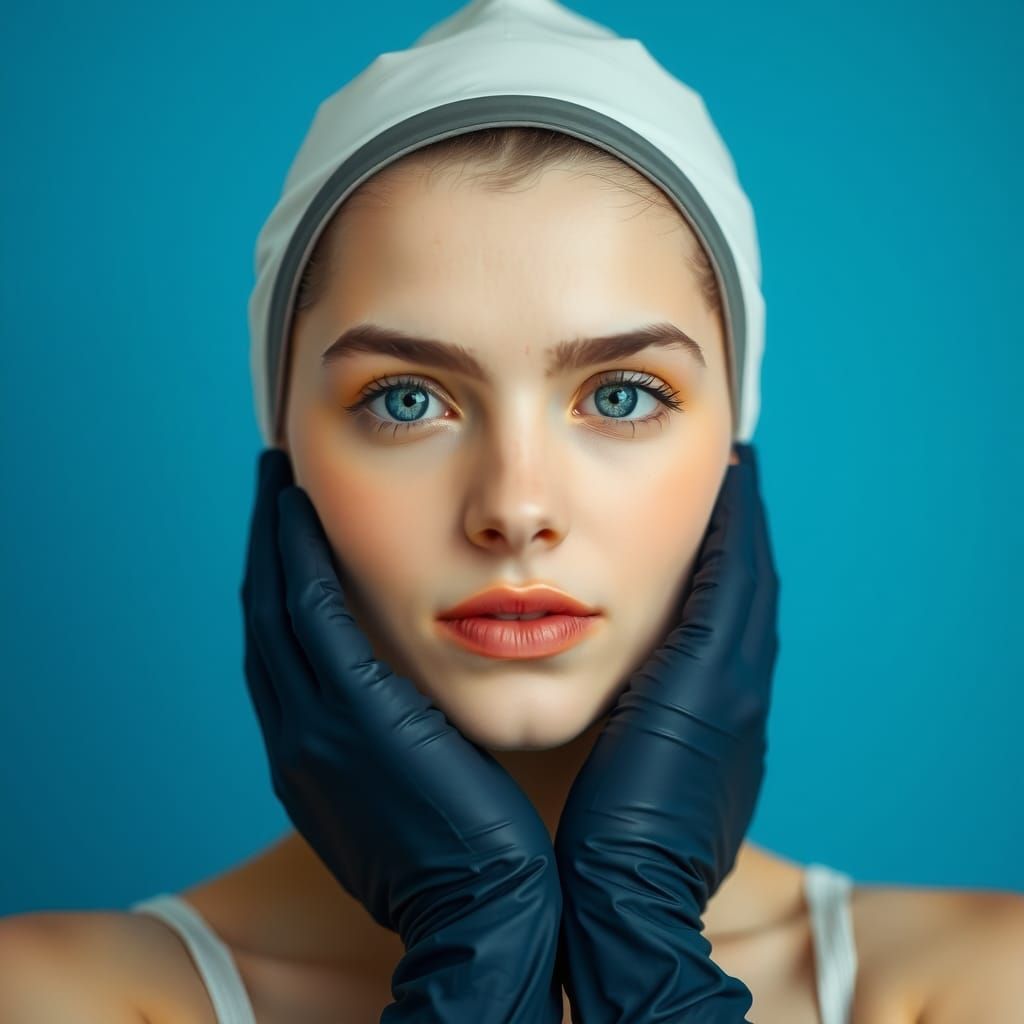 Surreal Portrait of Young American Woman in Cyberpunk Style