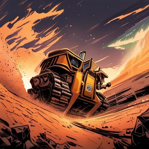 Dozer in Motion: Comic Book Style Art