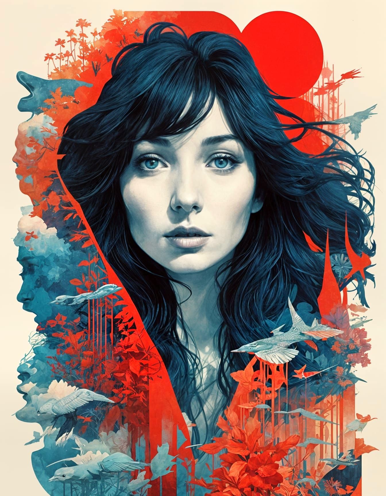 Hypermaximalist Illustration of a Red and Blue World