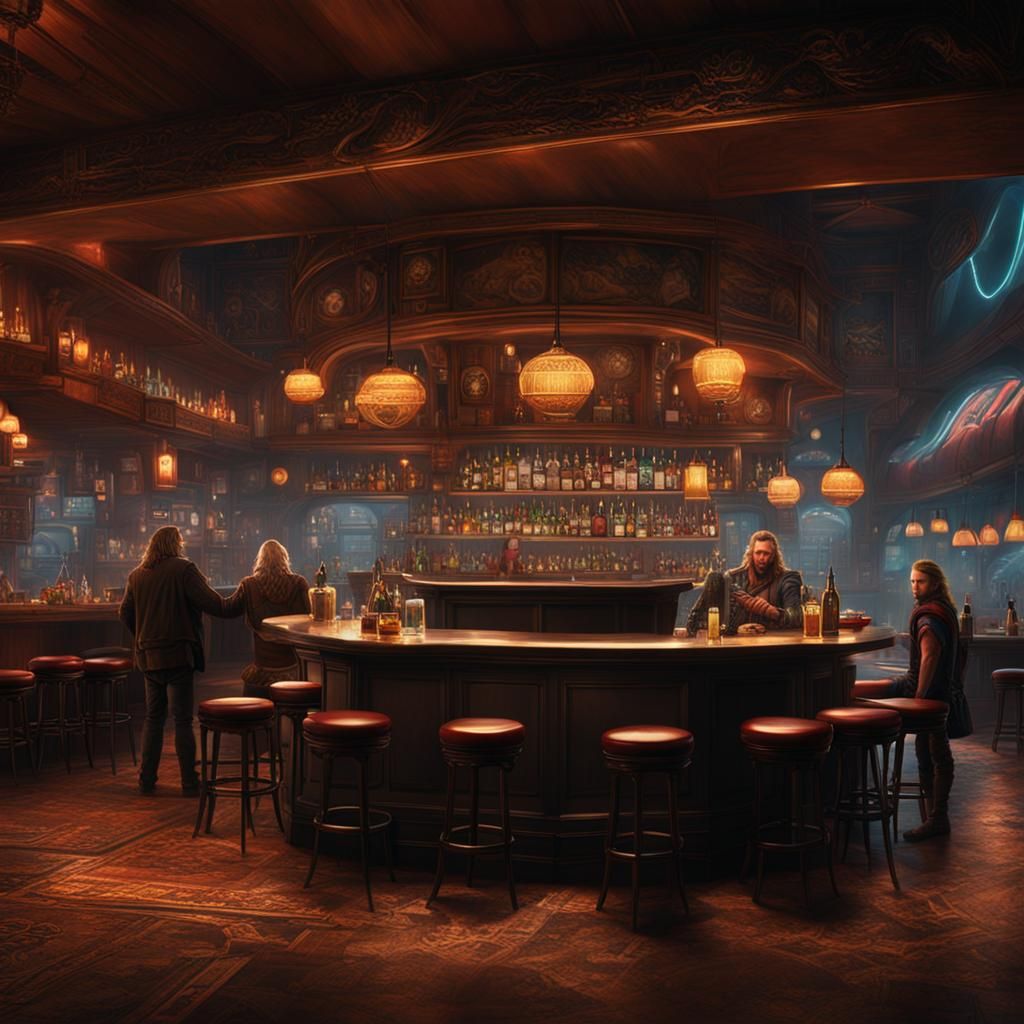 Thor at a Bar: Epic Digital Matte Painting
