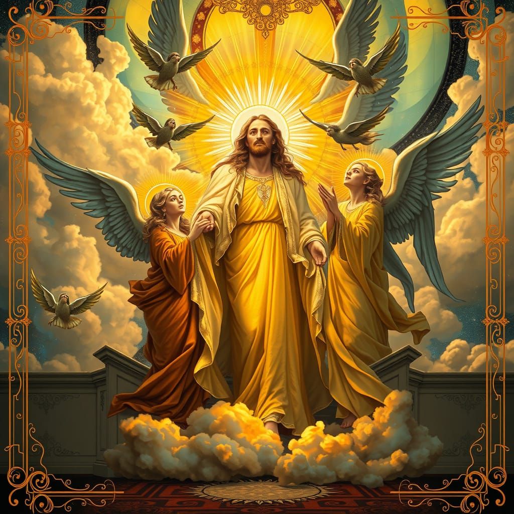 Majestic Holy Trinity in Radiant, Ethereal Atmosphere