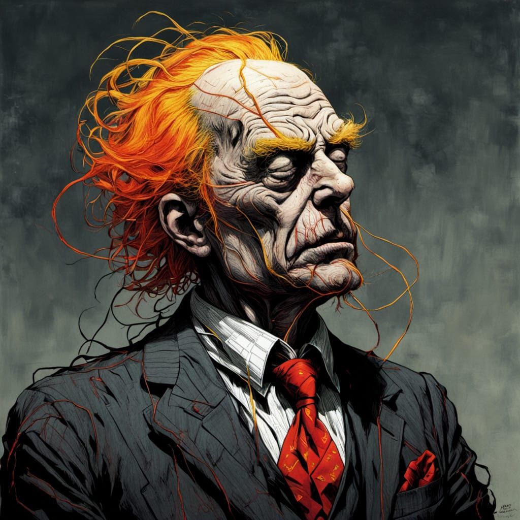 Tormented Figure in a Cyberpunk Landscape