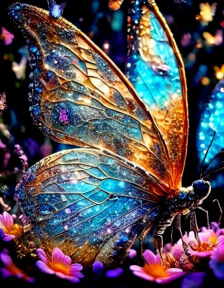 Crystal Butterfly Confused by its Reflection