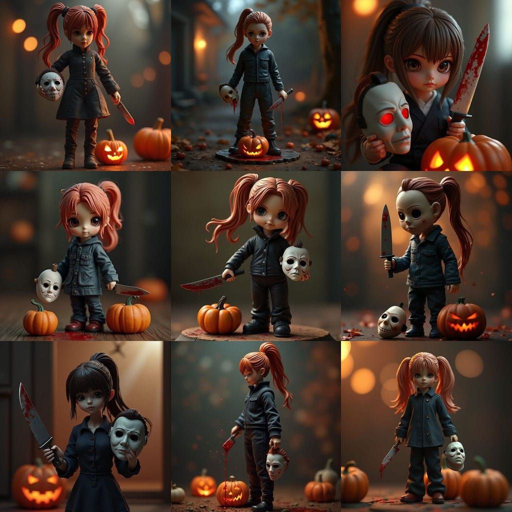 Michael Myers Bishoujo Statue with Ponytail and Knife