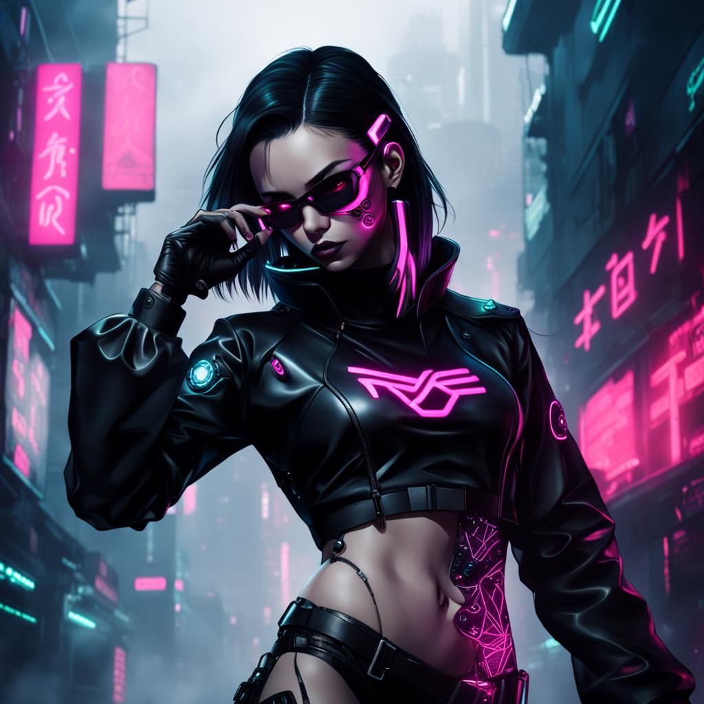 Cyberpunk Club Scene with Neon Lights