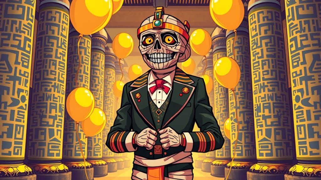 Egyptian Mummy's Prom Night in Pop Art Style