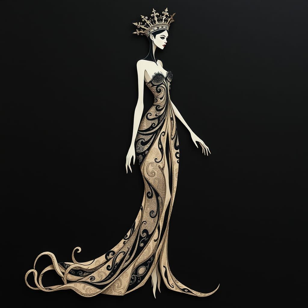 Abstract Underworld Queen in Collage Style