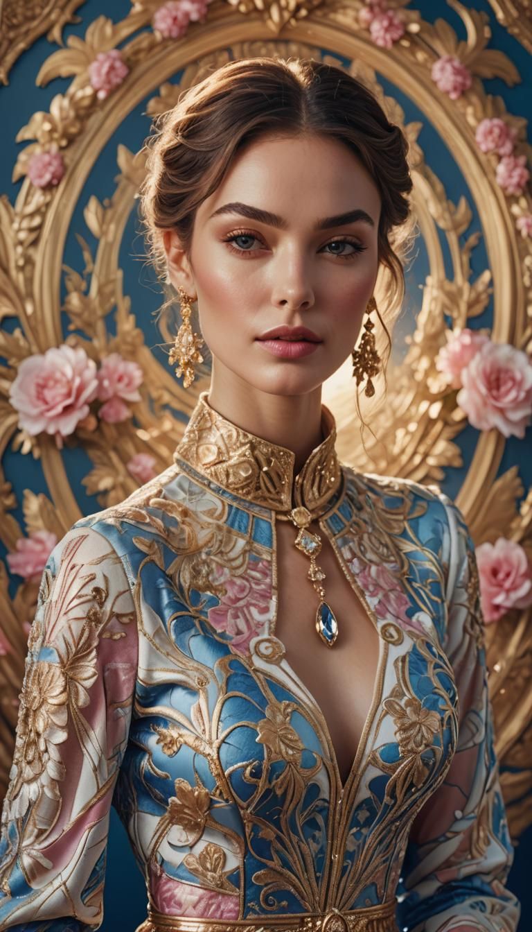 Luxurious Fashion Portrait of Woman in Couture