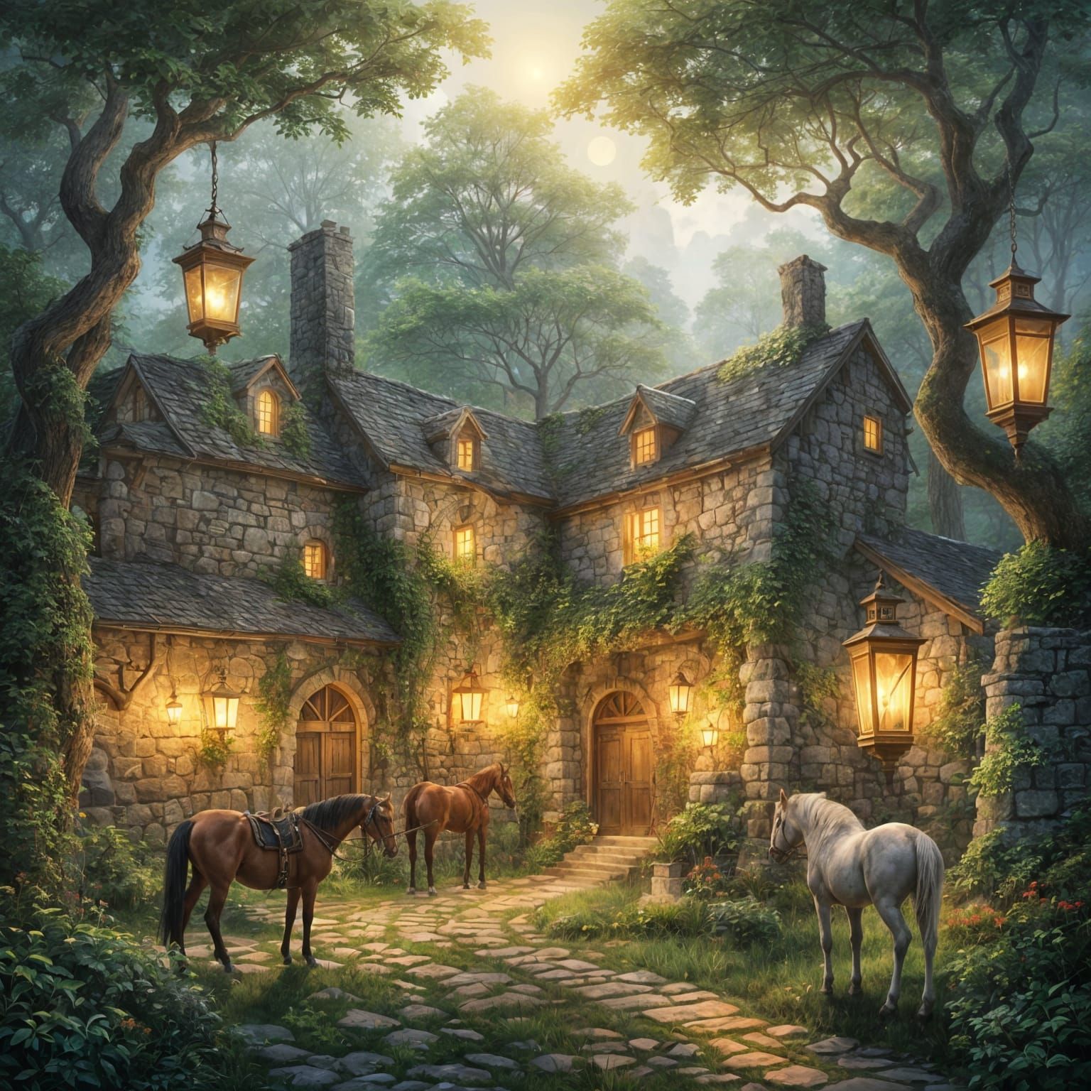 Secluded Vintage Inn in Lush Forest