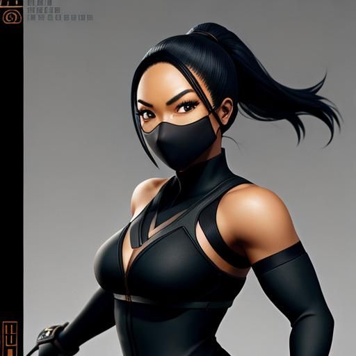 Curvy Black female ninja portrait