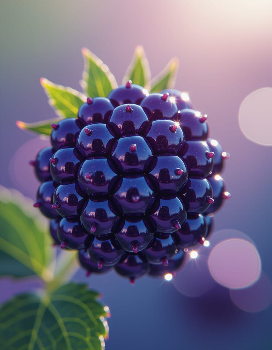Crystal Blackberry Macro Photo with Gemstone Hues