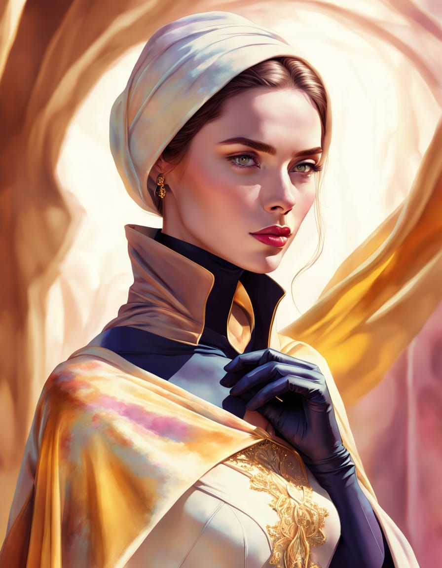 Elegant Woman in Vibrant Digital Art Portrait