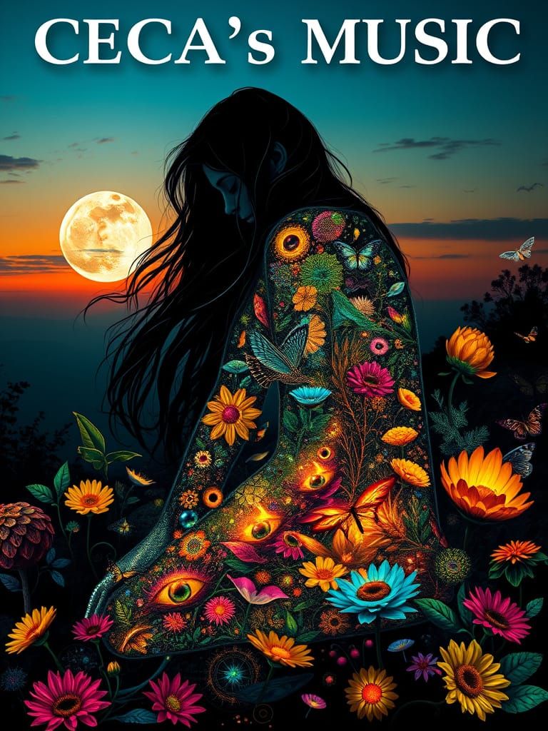 Surreal Album Cover Art with Mythological Creatures