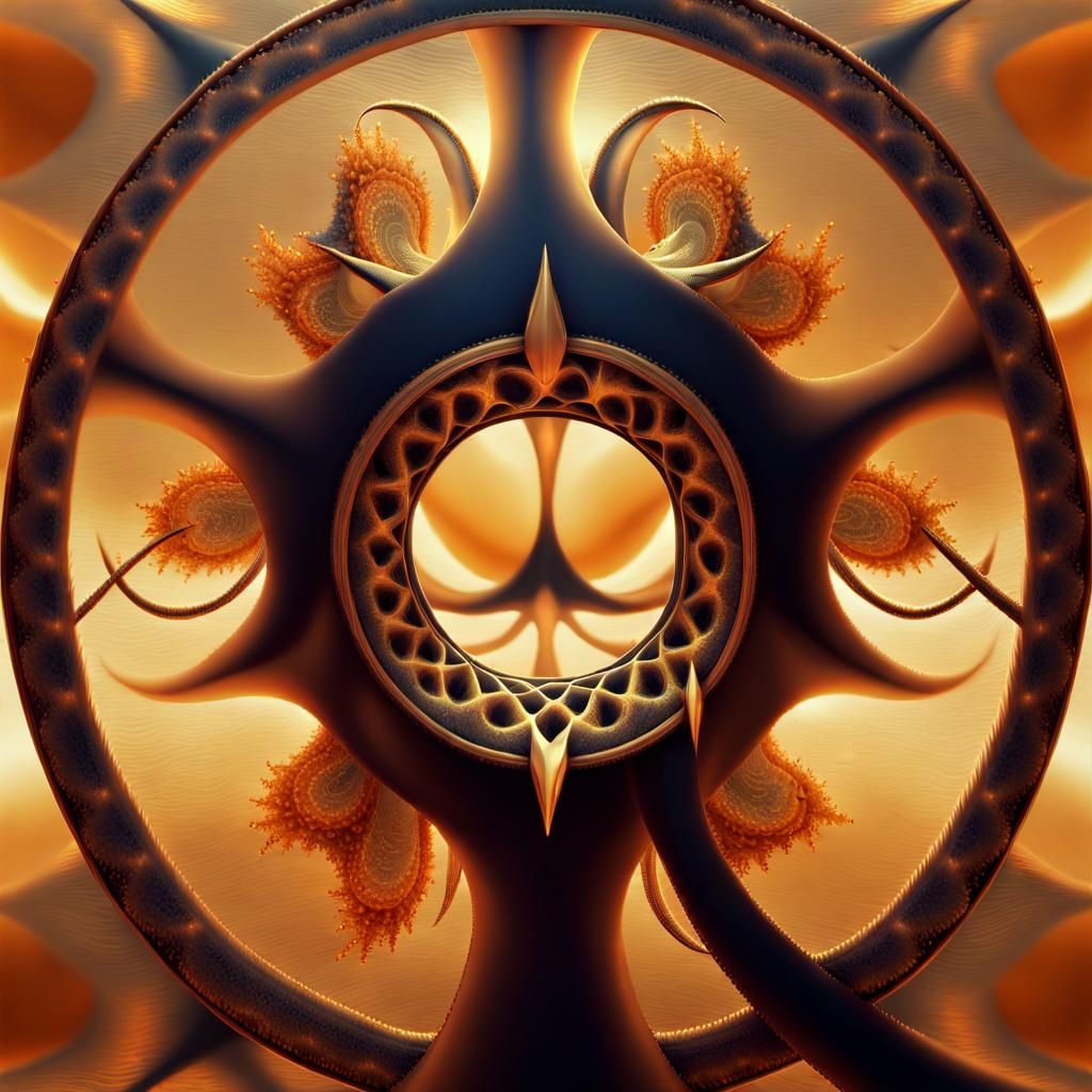 Golden Ouroboros in Fractal Art Landscape