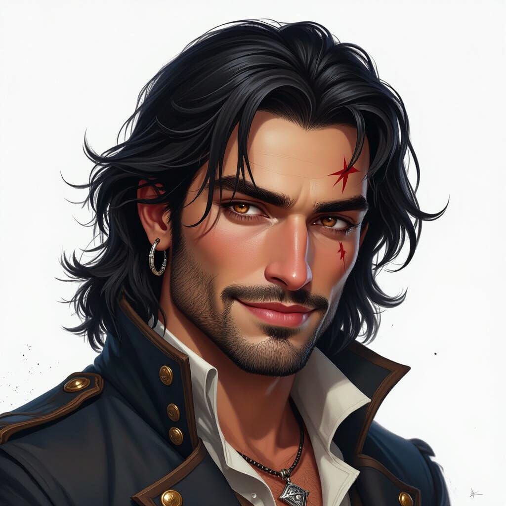 Dashing Captain Blackheart with Piercing Eyes, Fantasy Conce...