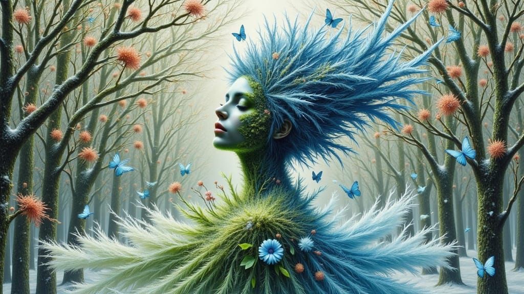 Dual Goddess Portrait in Manhwa Glitchcore Style