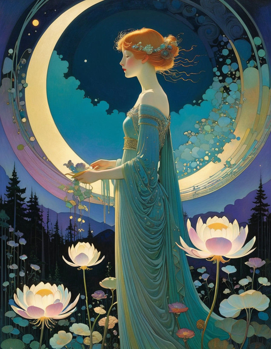 Surrealist Art Piece with Layered Composition and Bright Iri...