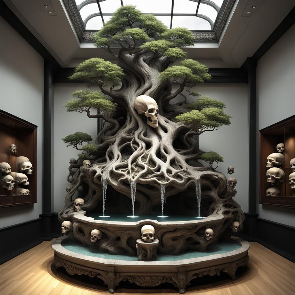 Skull display at the skullery