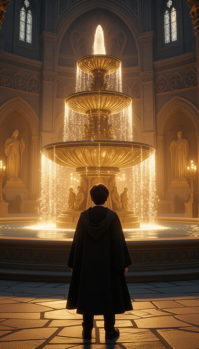 Harry Potter in a Fantastical Stone Sanctuary