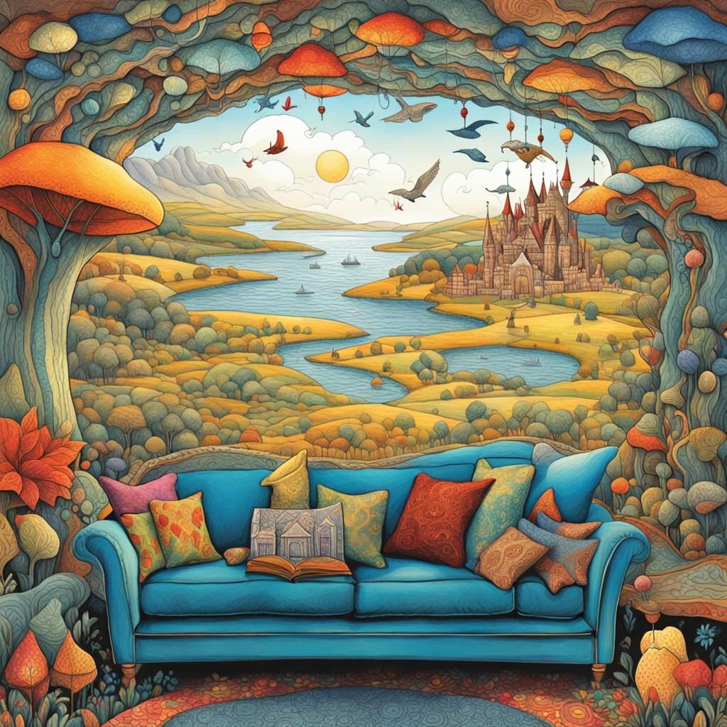 Enchanting Fairytale Landscape Illustration in Magic Realism