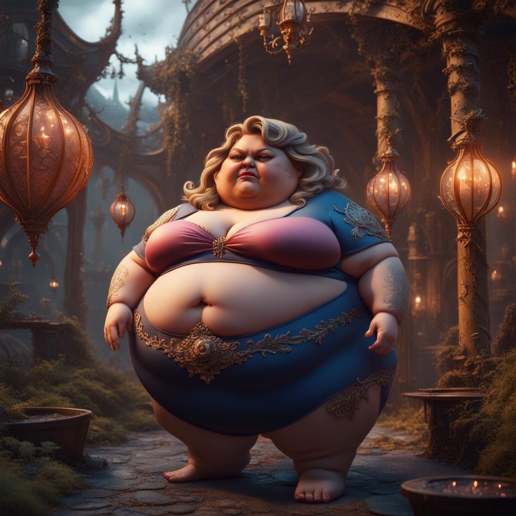 Detailed Matte Painting of a Fat Girl