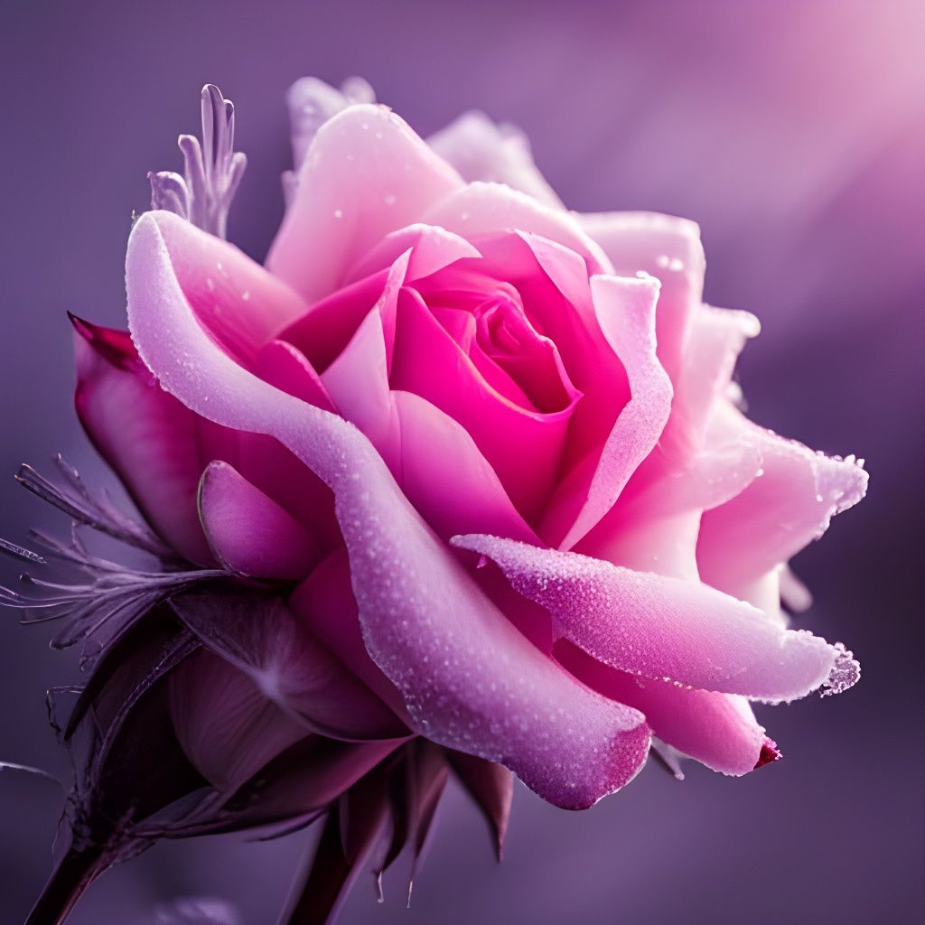 Icy Rose in Lightning Storm, Digital Art