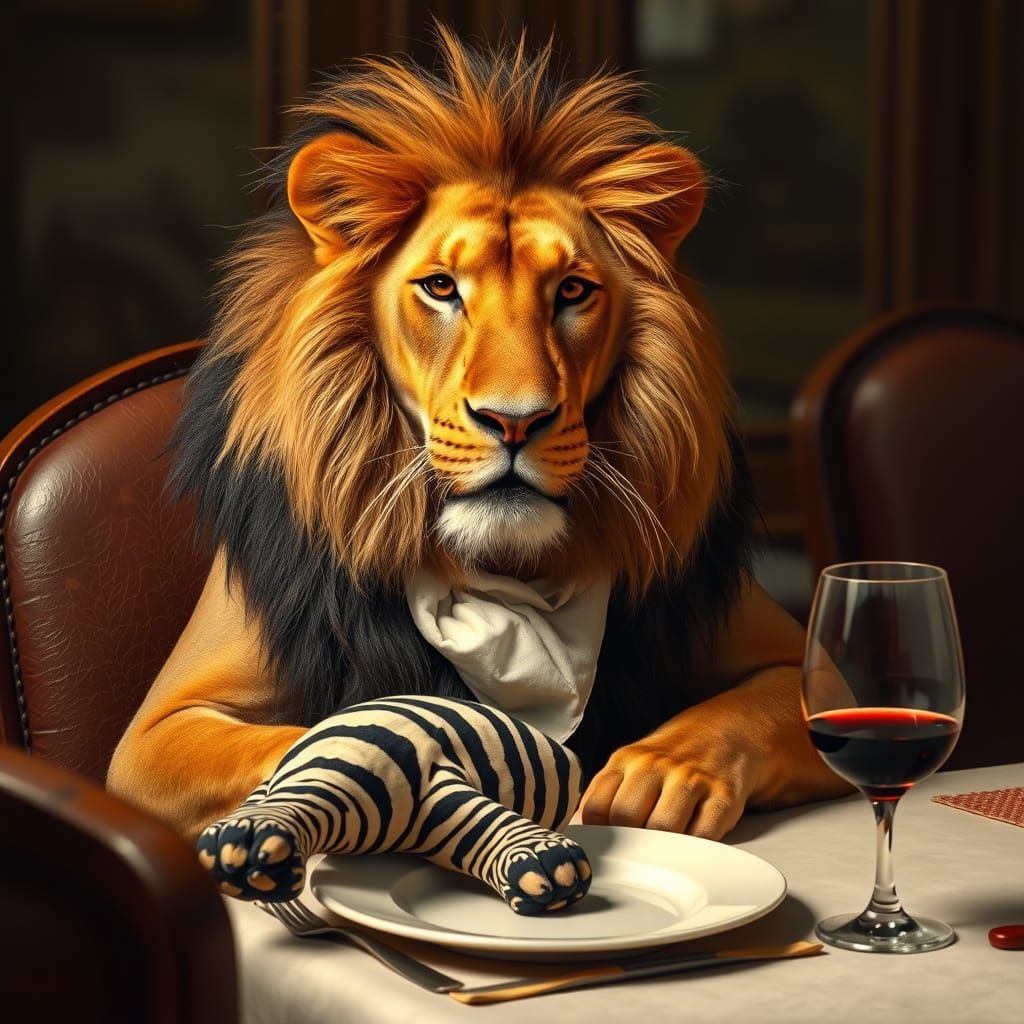 Lion's Unconventional Dinner Guest