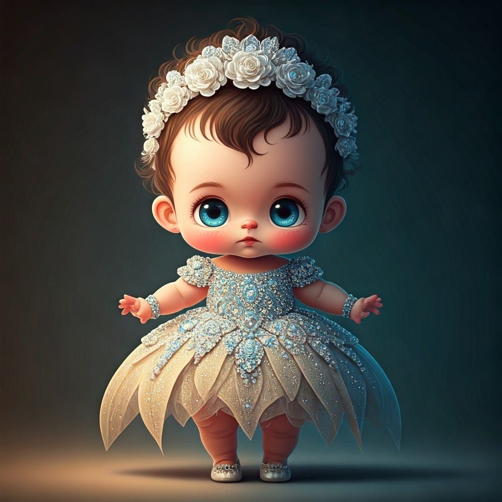 Rhinestone Dress on Chibi Model in 8K Ultra HD