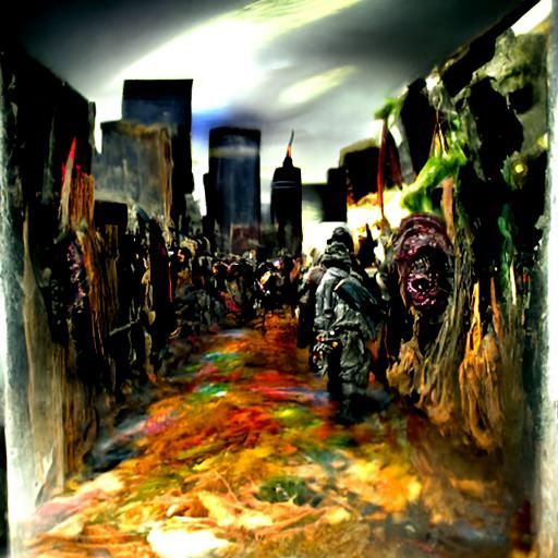 Post-Apocalyptic Zombie Attack in New York, Hyperrealistic P...