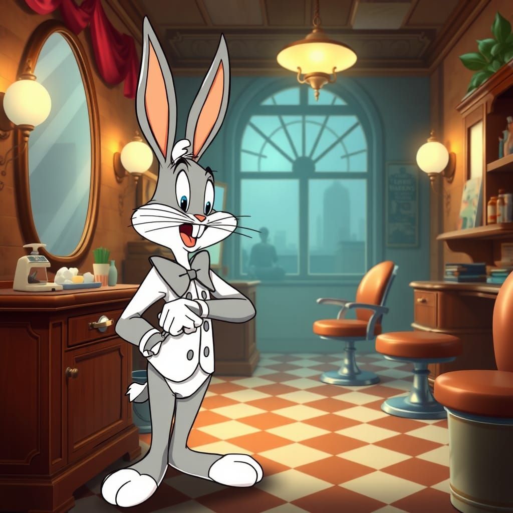 Bugs Bunny Barber in Victorian Opera Style