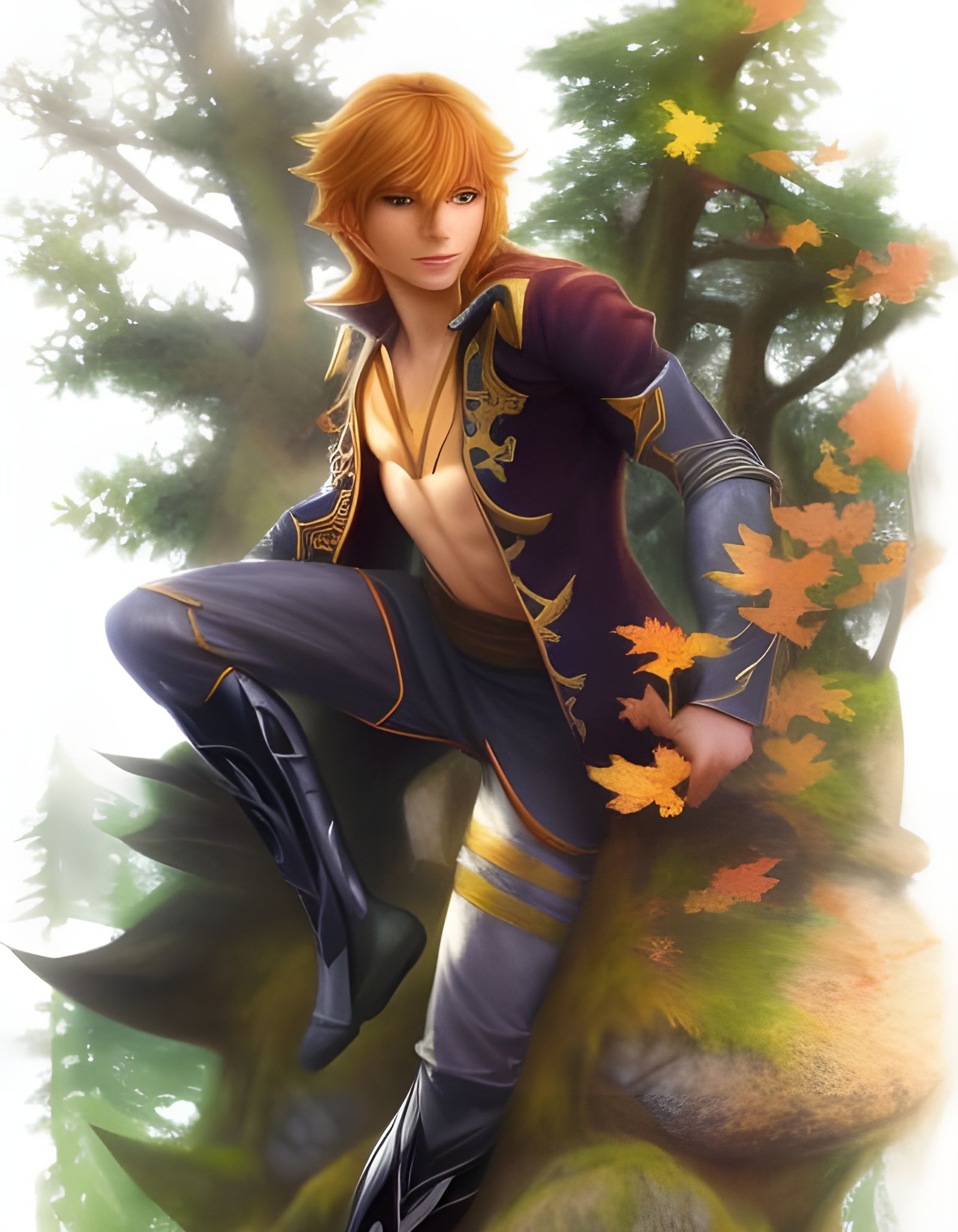 Handsome Autumn Elf Exploring Forest, Fairycore Style