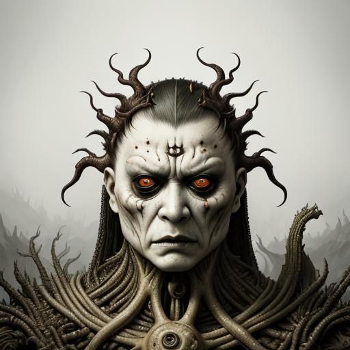 Multi-Armed Monster in Dark Elegant Surrealism