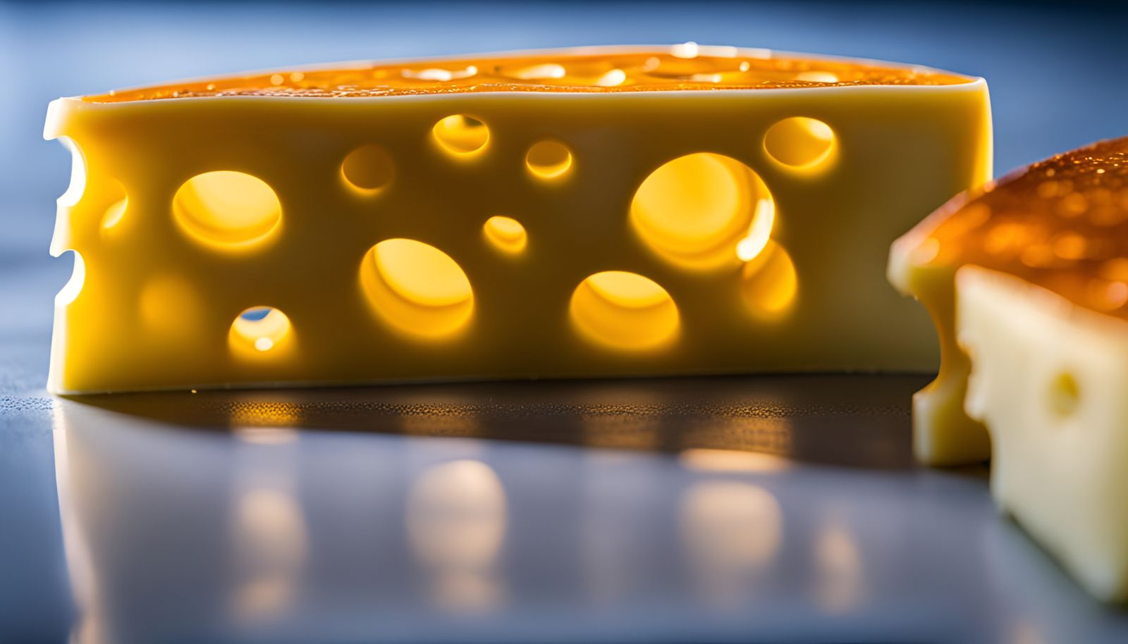 block of swiss cheese vibrant translucent Professional photography, bokeh, natural lighting, canon lens, shot on dslr 64...