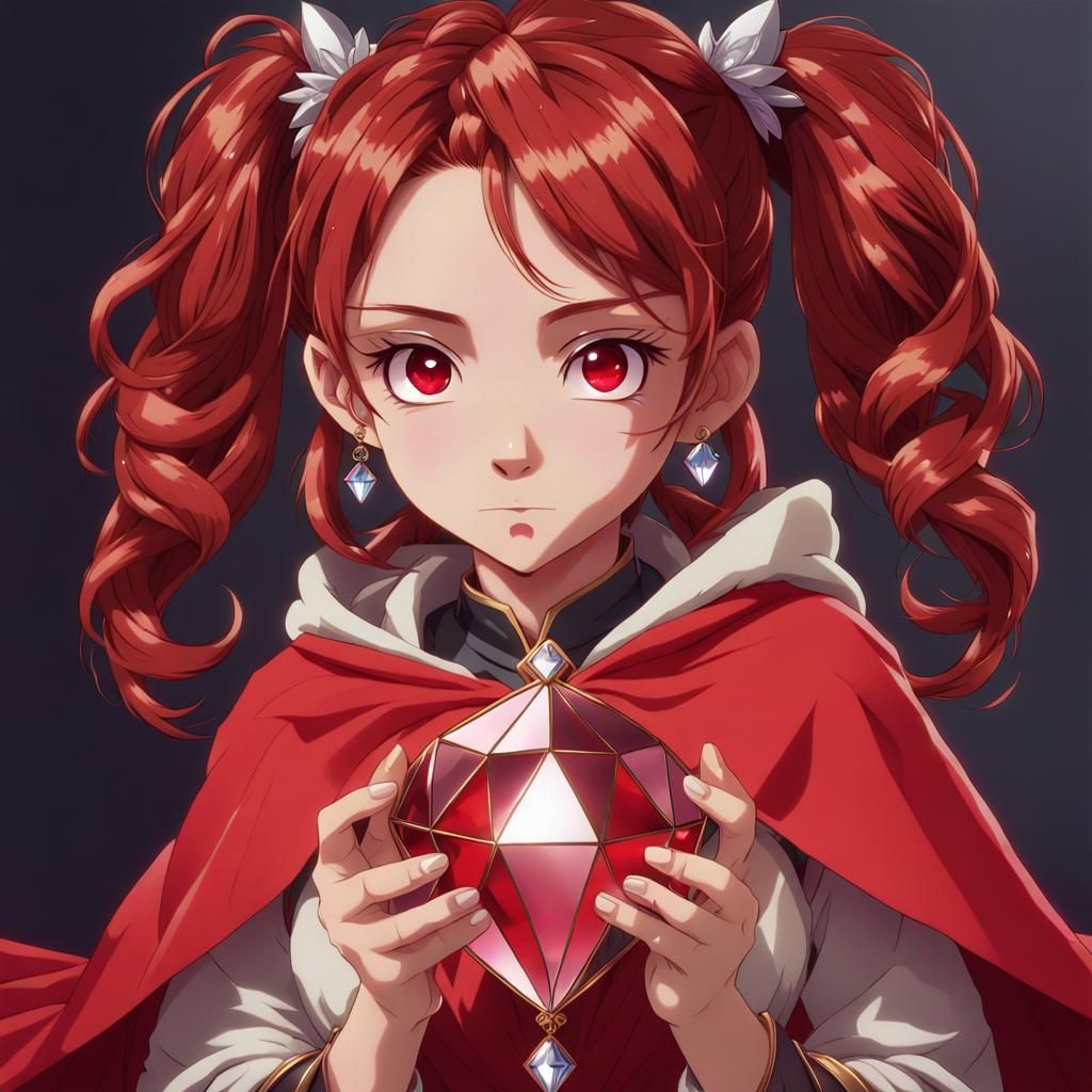 Anime Style Pomegranate Cookie with Diamond Mirror