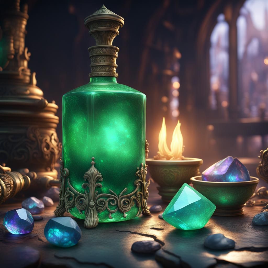 Absinthe Gemstone Dreamscape: Detailed Matte Painting
