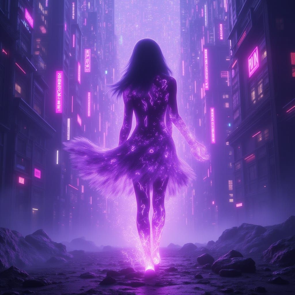 Bioluminescent Figure in Dreamlike Digital Art Style