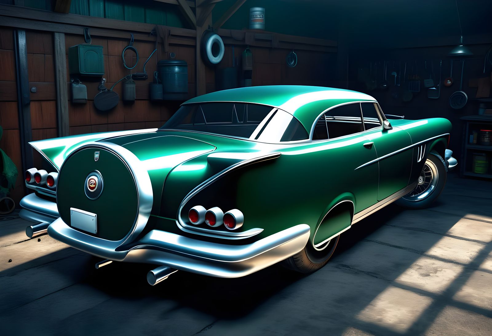 British Racing Green Fantasy Garage Scene in Stunning Detail