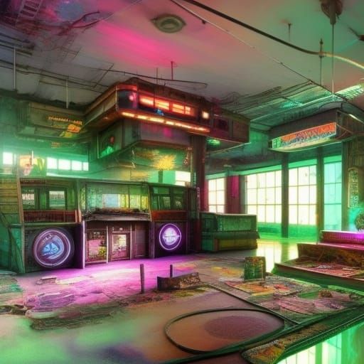 Psychedelic 80s Gameroom in Liminal Space
