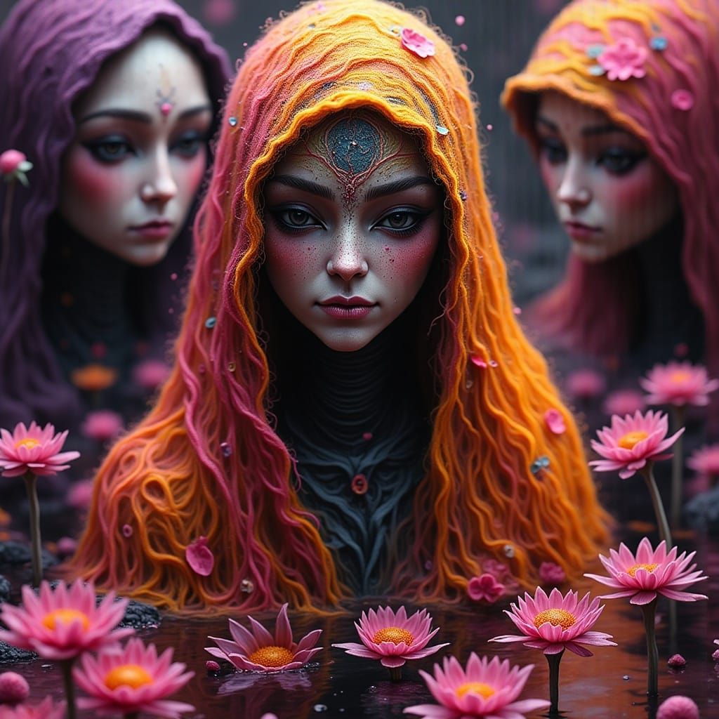 Moirai in Dreamlike Felted Wool Art