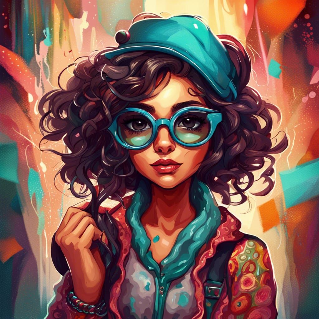 Cute Persian Girl Photographer in Detailed Digital Art