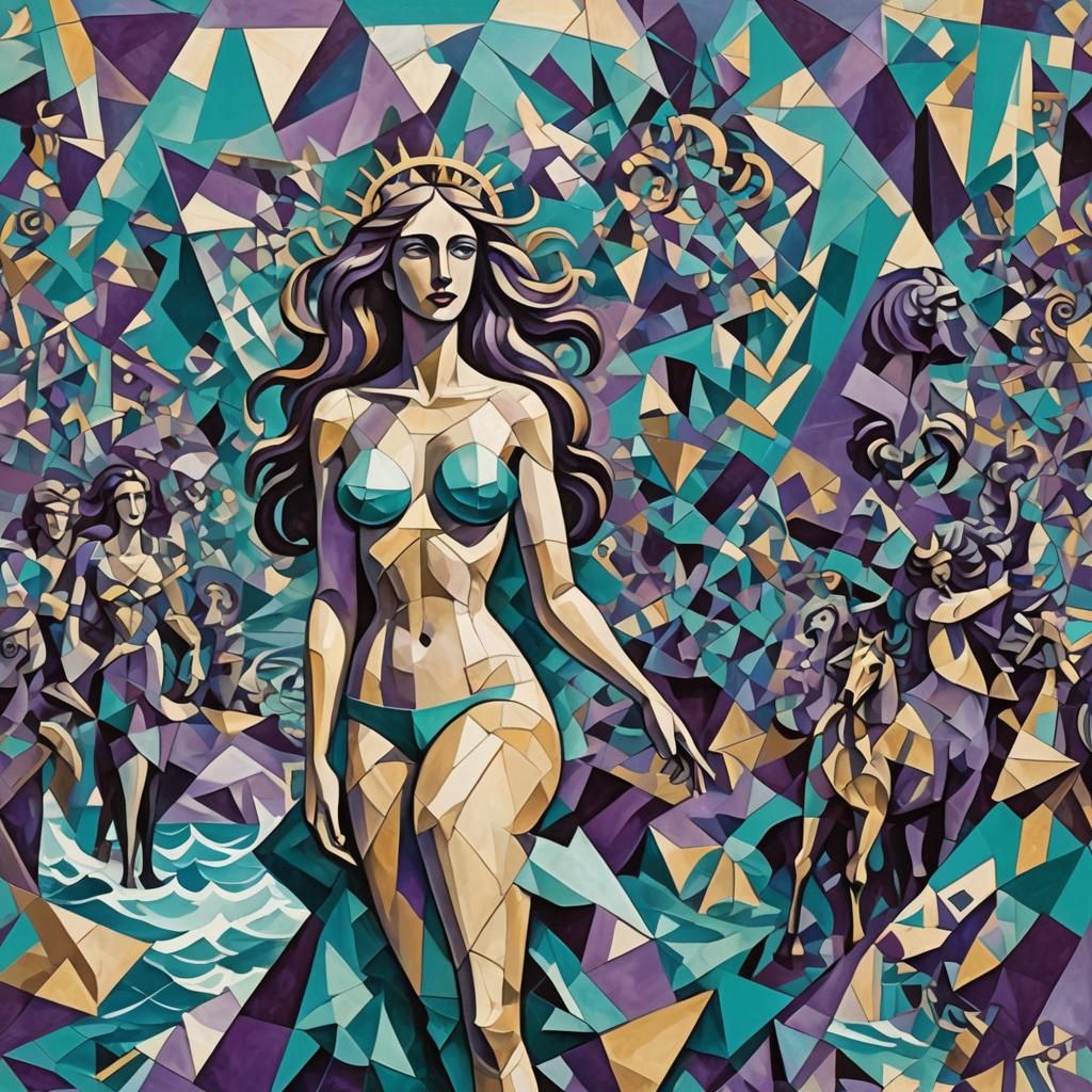Cubist Fauvism: Venus Emerges in Geometric Sea