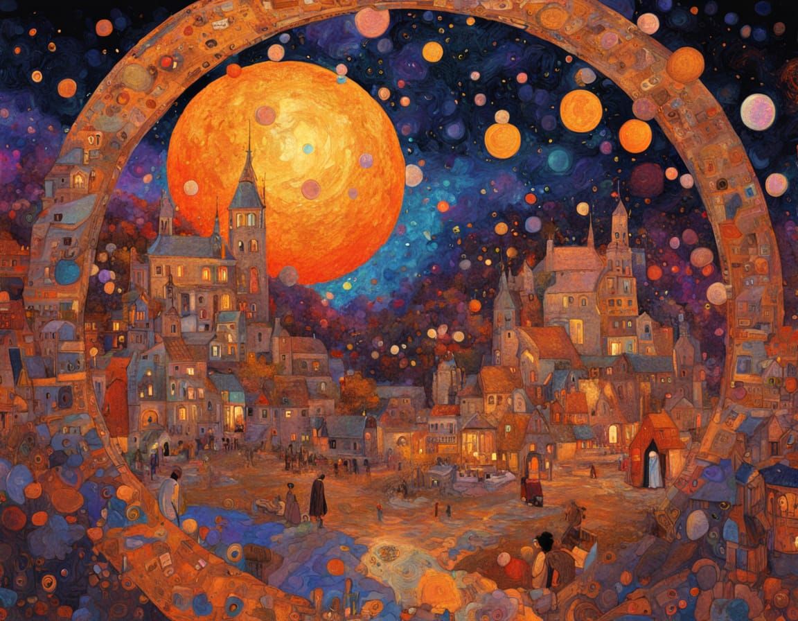 Ancient Weavers Spin Clouds at Sunset, Ethereal Art