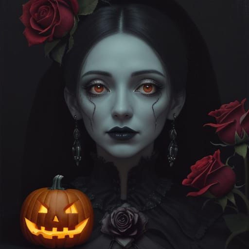 Surreal Pumpkin Heart Romance in Eerie Light
