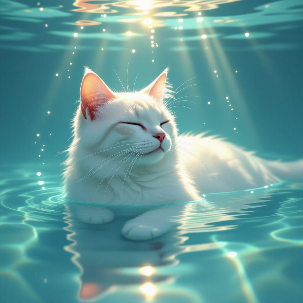 Tranquil Cat Submerged in Transparent Water